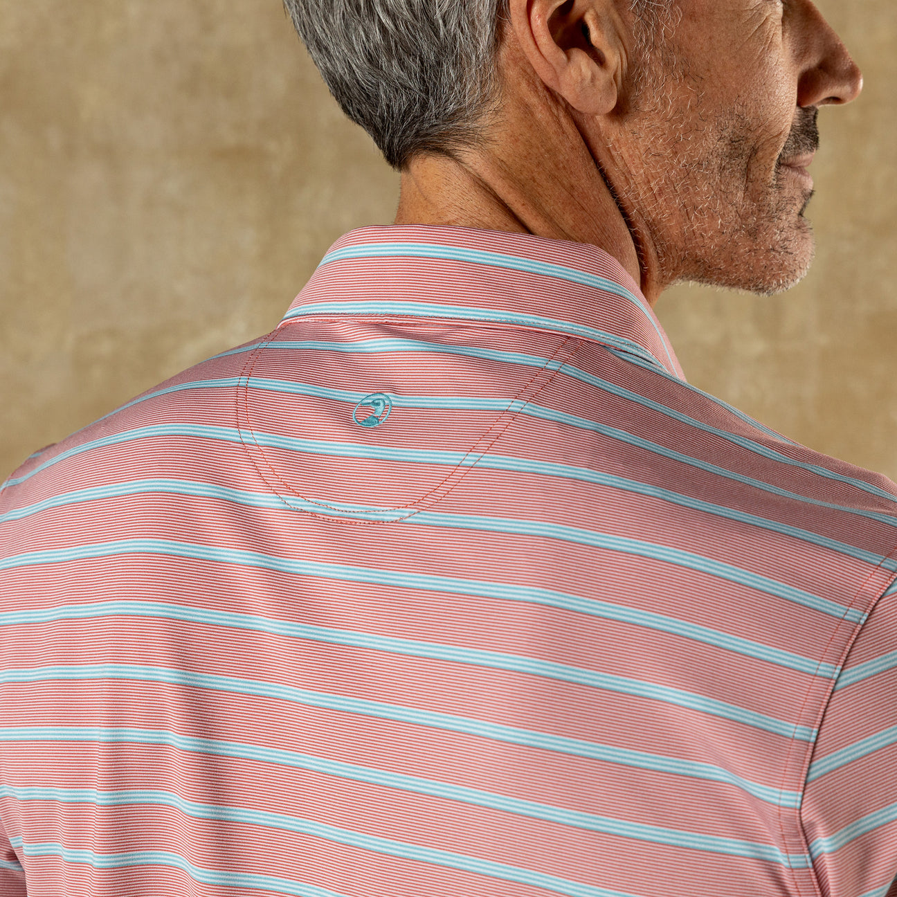 Long Drive Performance Polo - Eldred Stripe - Rosewood