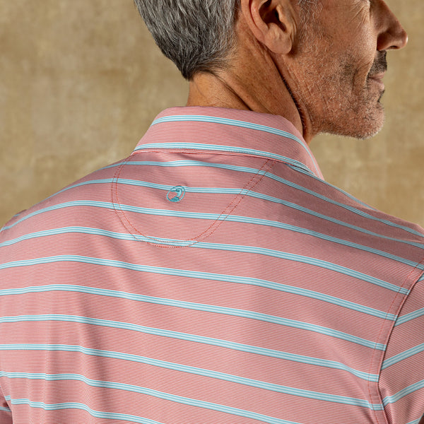 Long Drive Performance Polo - Eldred Stripe - Rosewood