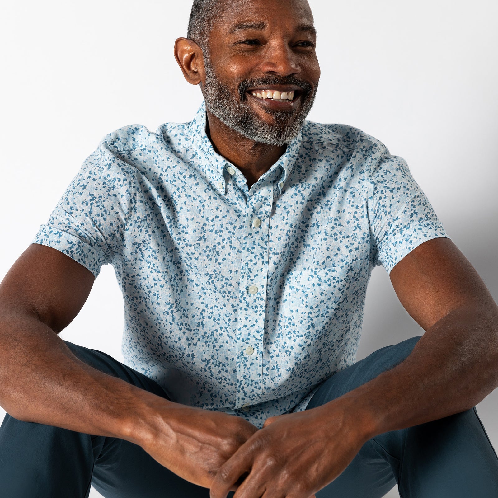 Linen Cotton Oxford Sport Shirt - Brookvine Floral