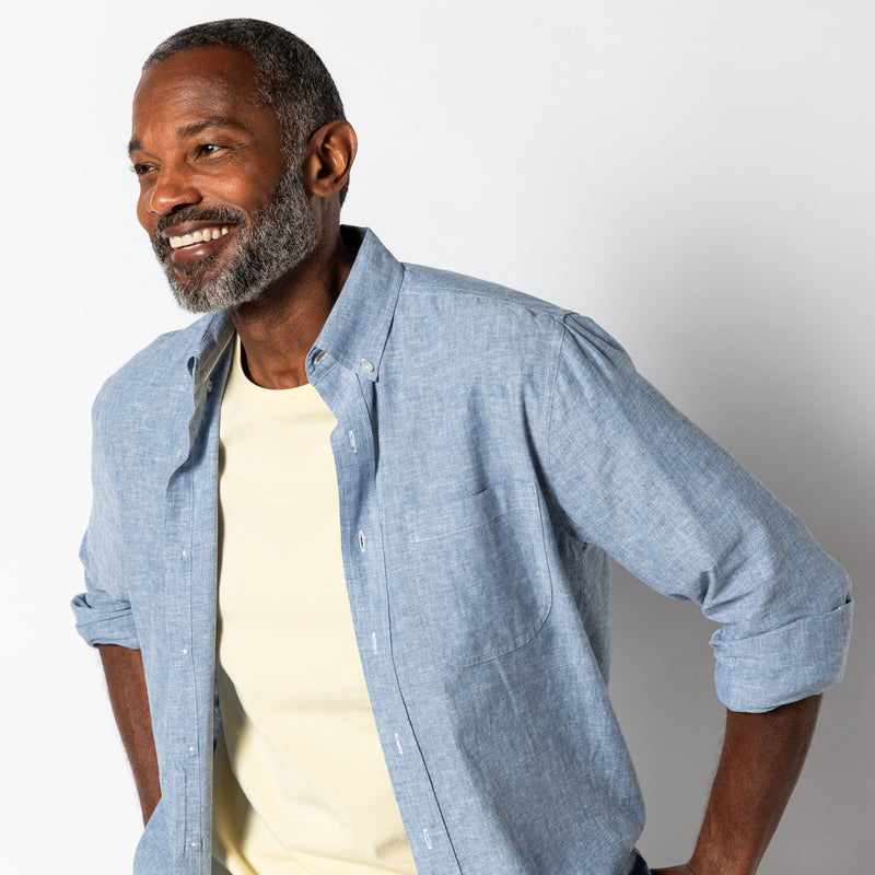 Linen Cotton Oxford Sport Shirt - Wallace Solid