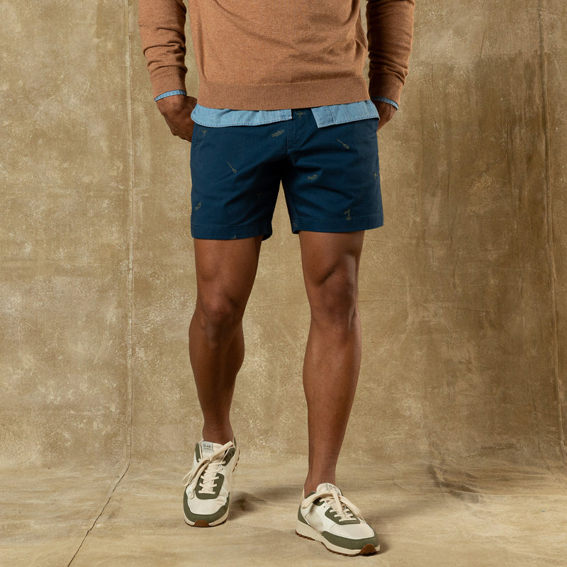 7" Gold School Chino Short - Emb Mallard Blue