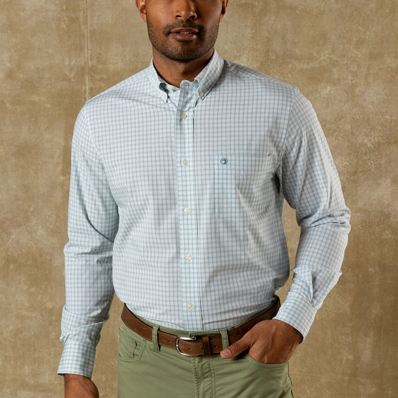 Performance Poplin Sport Shirt - Stokes Plaid - Seafoam Green