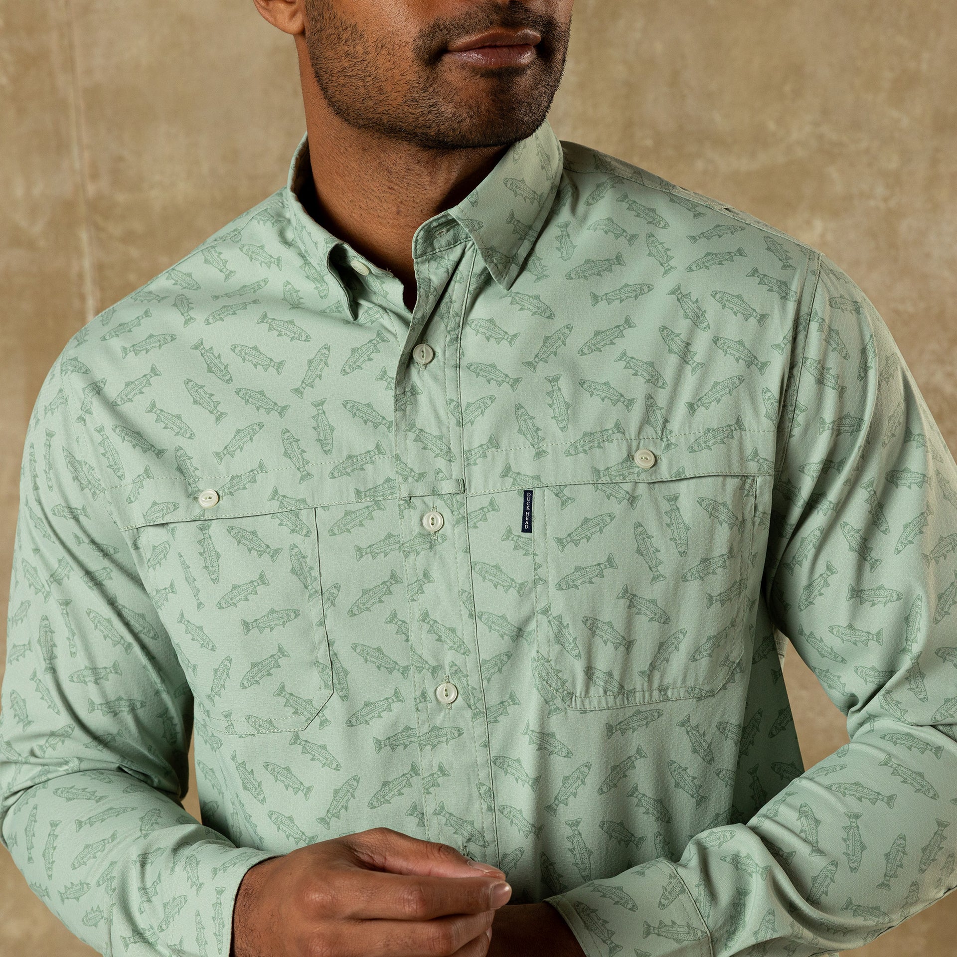 Performance Dobby Guide Shirt - Angler Print - Sage