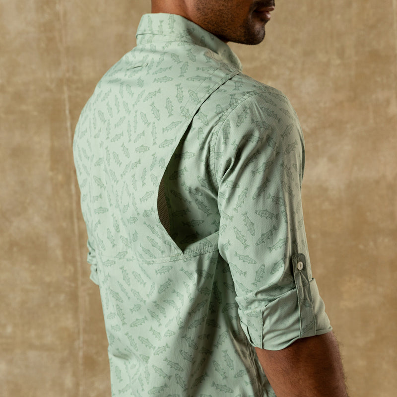 Performance Dobby Guide Shirt - Angler Print - Sage