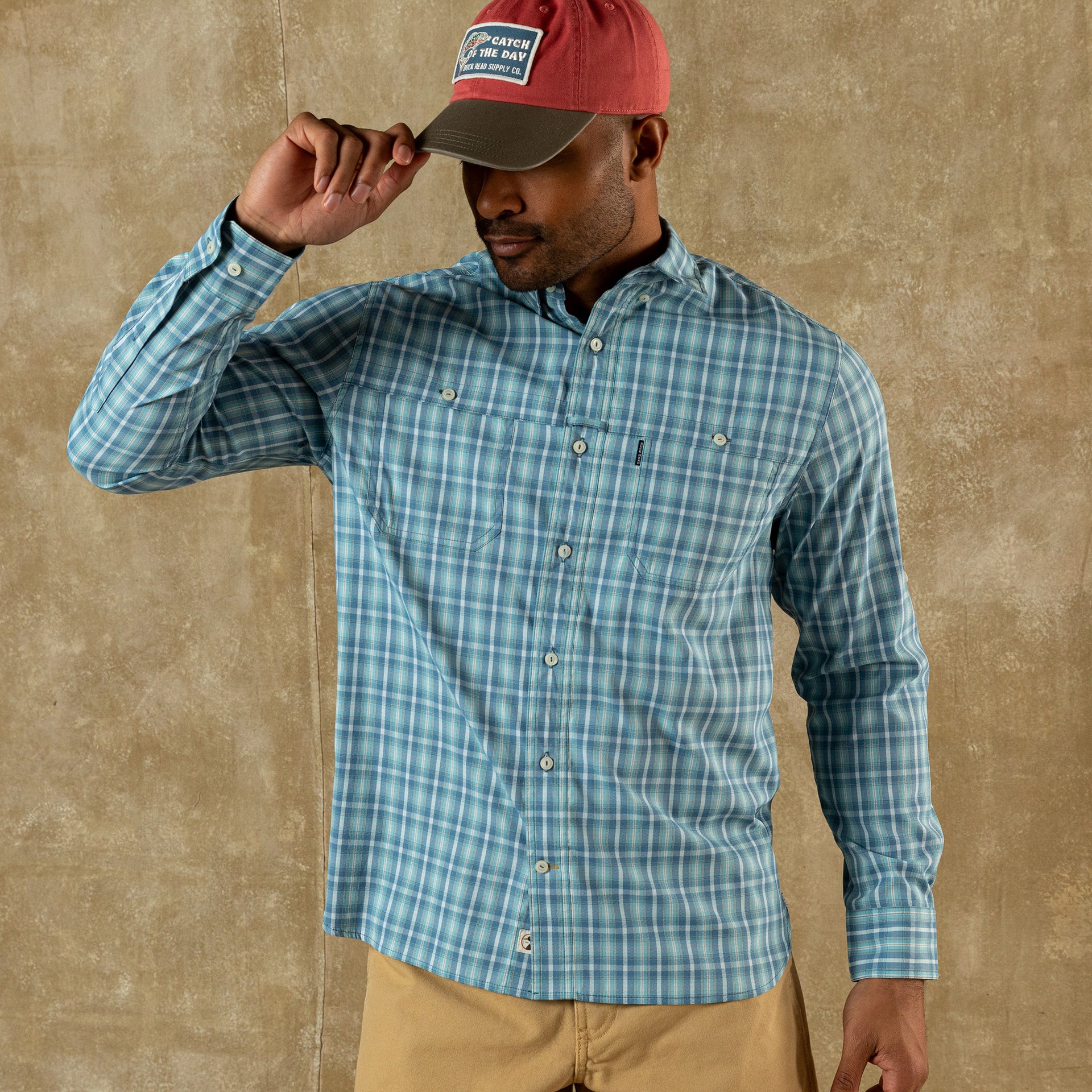 Performance Dobby Guide Shirt - Melrose Plaid - Lake Blue