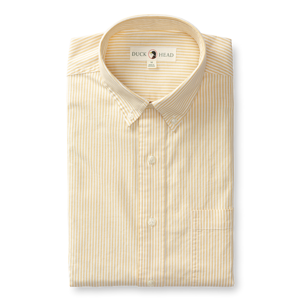 Collins Stripe Cotton Oxford Sport Shirt - Washed Yellow