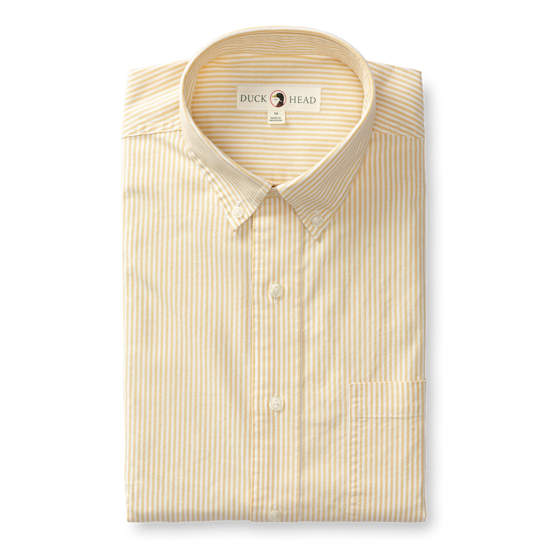 Collins Stripe Cotton Oxford Sport Shirt - Washed Yellow