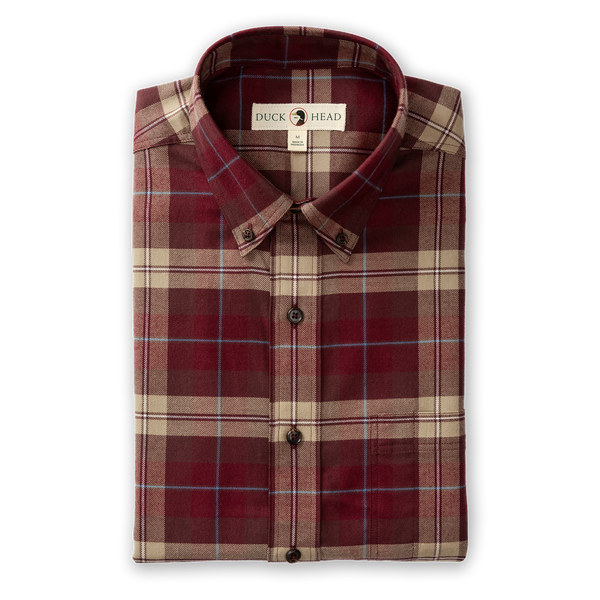 Cotton Flannel Sport Shirt - Buckner Plaid - Tawny Port