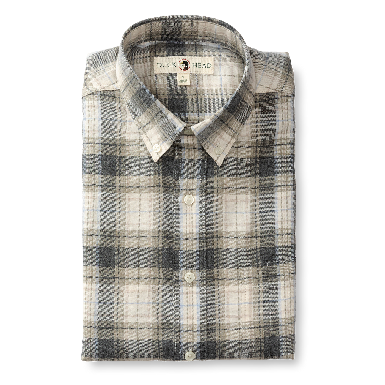 Cotton Flannel Sport Shirt - Rolland Plaid - Stone Heather