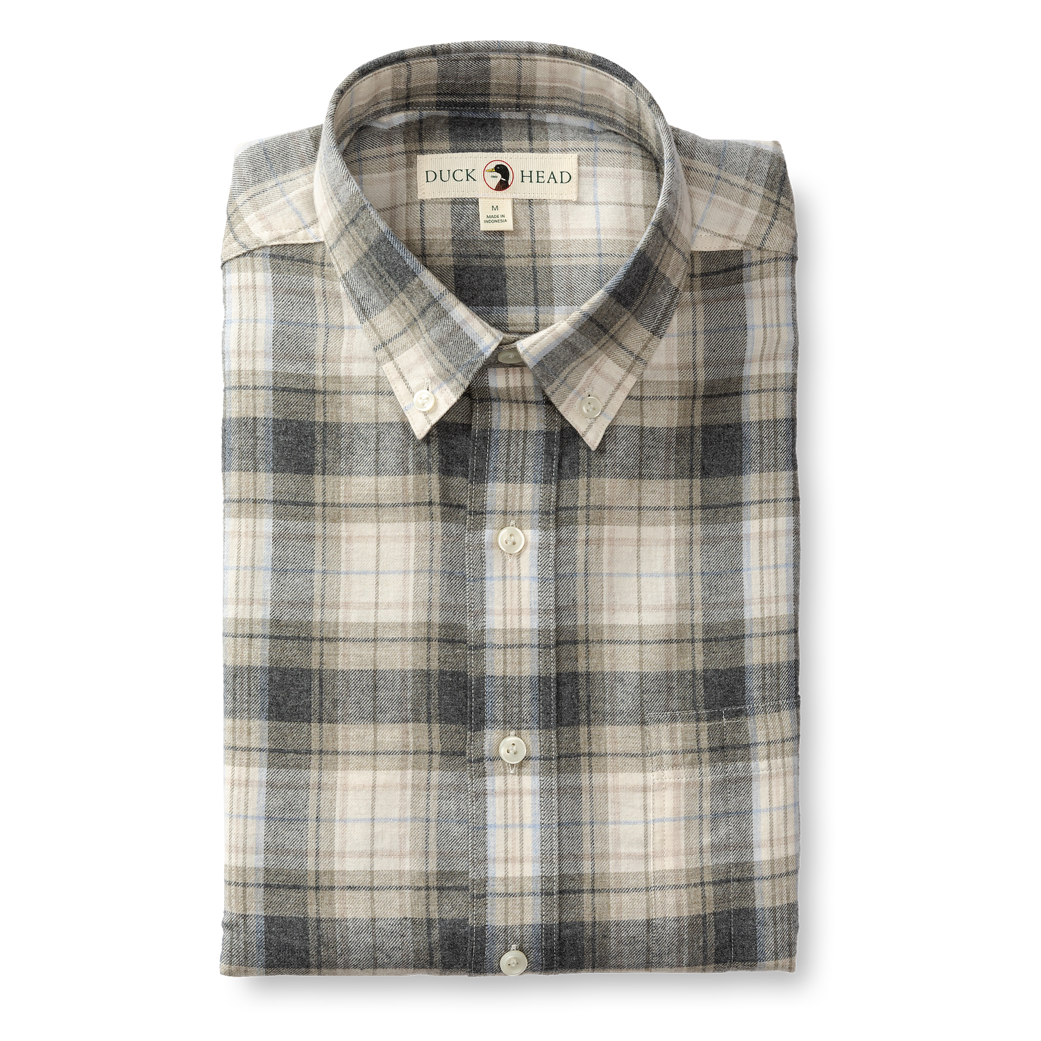 Cotton Flannel Sport Shirt - Rolland Plaid - Stone Heather