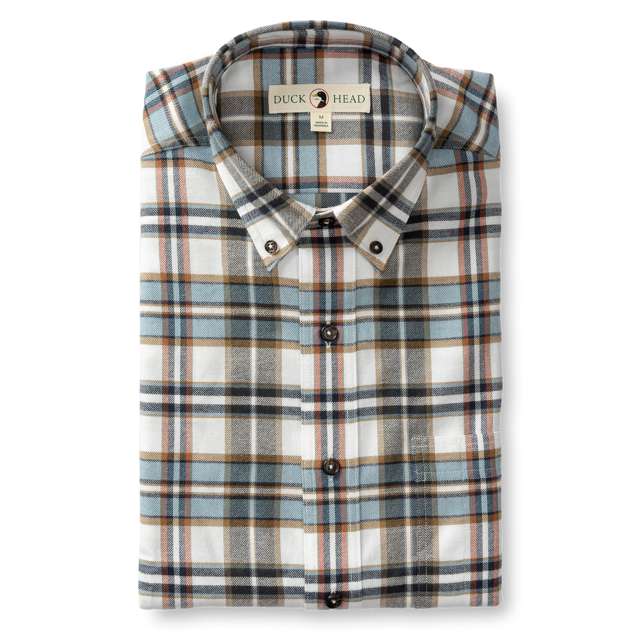 Cotton Flannel Sport Shirt - Russin Plaid - Soft White