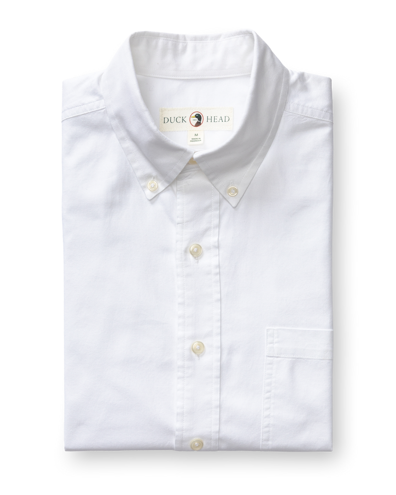 Cotton Oxford Sport Shirt - Morris Solid - White