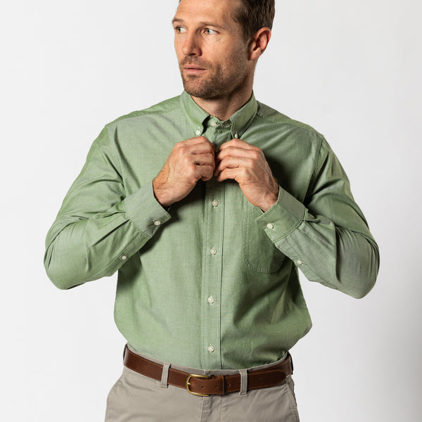 Cotton Oxford Sport Shirt - Morris Solid - Forest Green