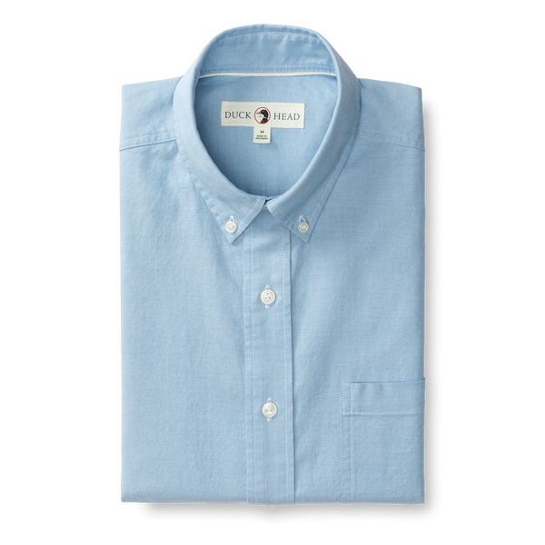 Cotton Oxford Sport Shirt - Morris Solid - Lake Blue