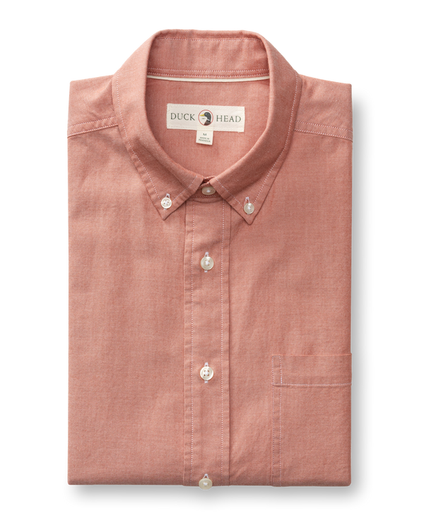 Cotton Oxford Sport Shirt - Morris Solid - Cedarwood Red