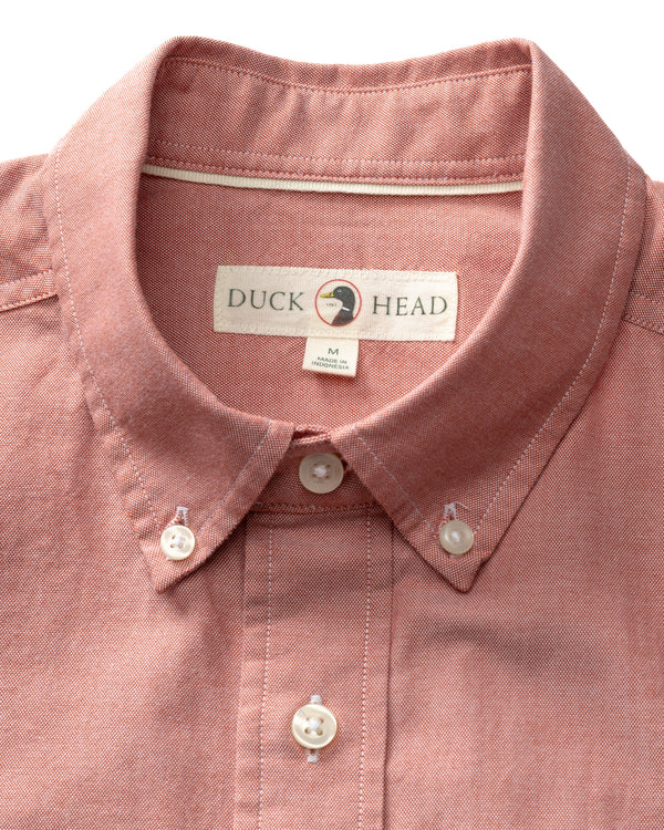 Cotton Oxford Sport Shirt - Morris Solid - Cedarwood Red