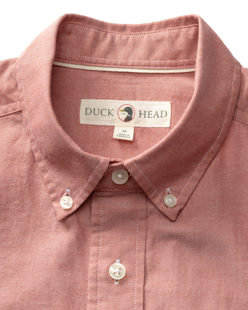Cotton Oxford Sport Shirt - Morris Solid - Cedarwood Red