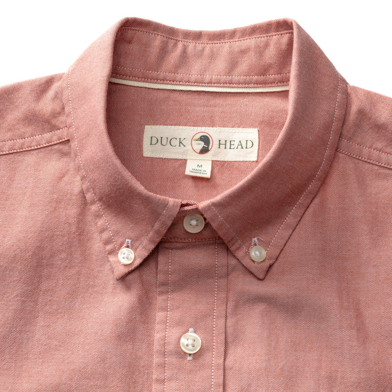 Cotton Oxford Sport Shirt - Morris Solid - Cedarwood Red