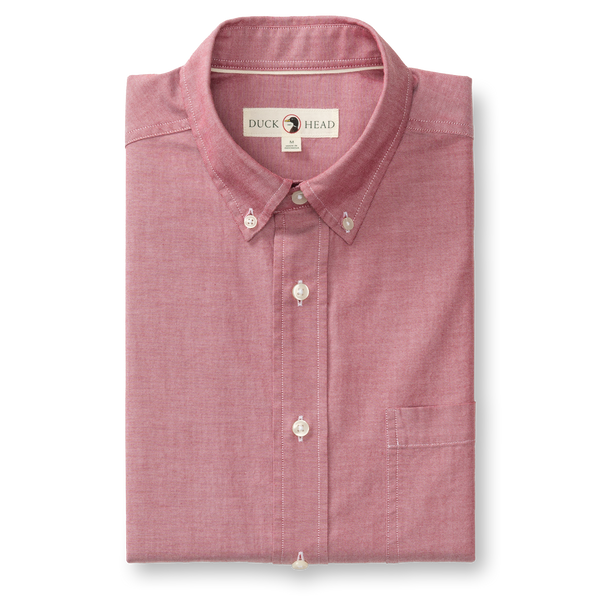Cotton Oxford Sport Shirt - Morris Solid - Rio Red