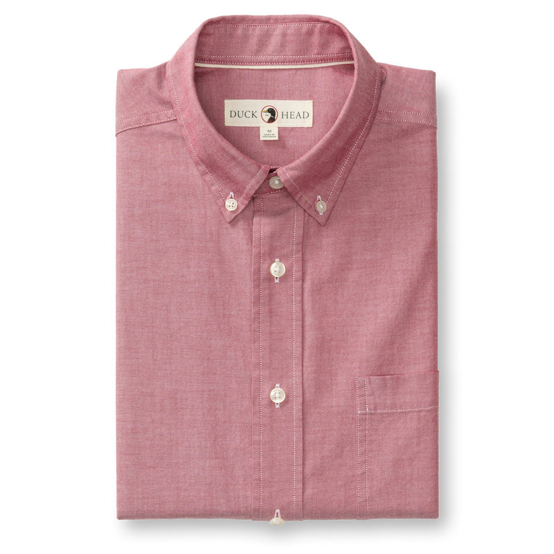 Cotton Oxford Sport Shirt - Morris Solid - Rio Red