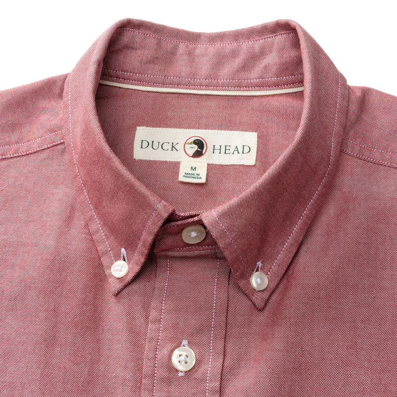 Cotton Oxford Sport Shirt - Morris Solid - Rio Red