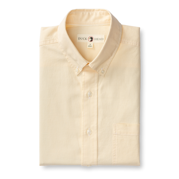 Cotton Oxford Sport Shirt - Morris Solid - Pale Yellow