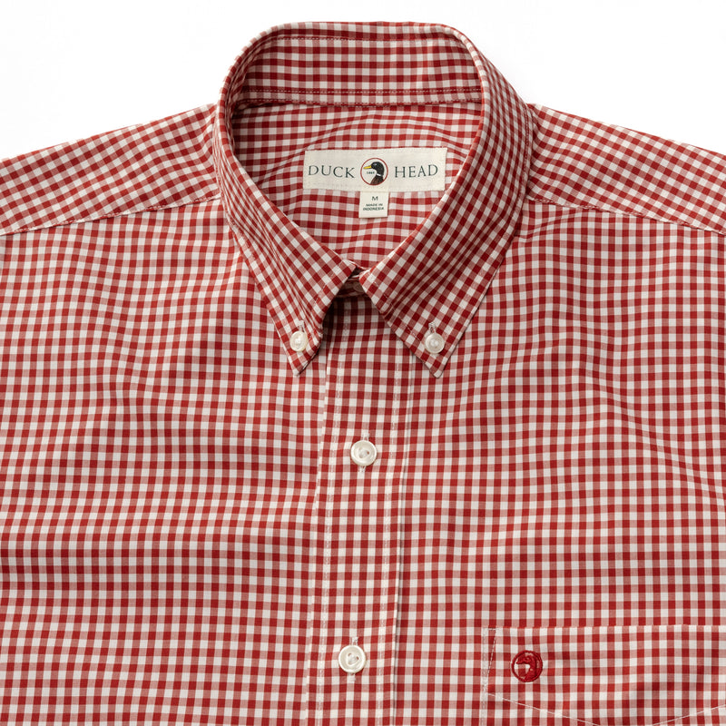 Performance Poplin Sport Shirt - Walton Gingham - Red Ochre