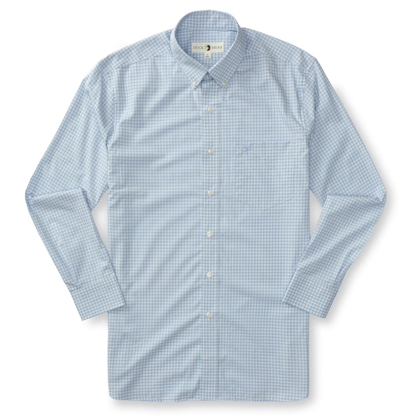 Walton Gingham Performance Poplin Sport Shirt - Zen Blue