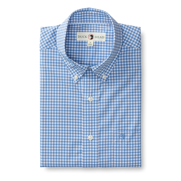 Performance Poplin Sport Shirt - Walton Gingham - Lake Blue
