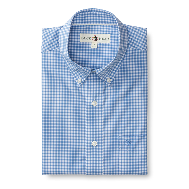 Performance Poplin Sport Shirt - Walton Gingham - Lake Blue
