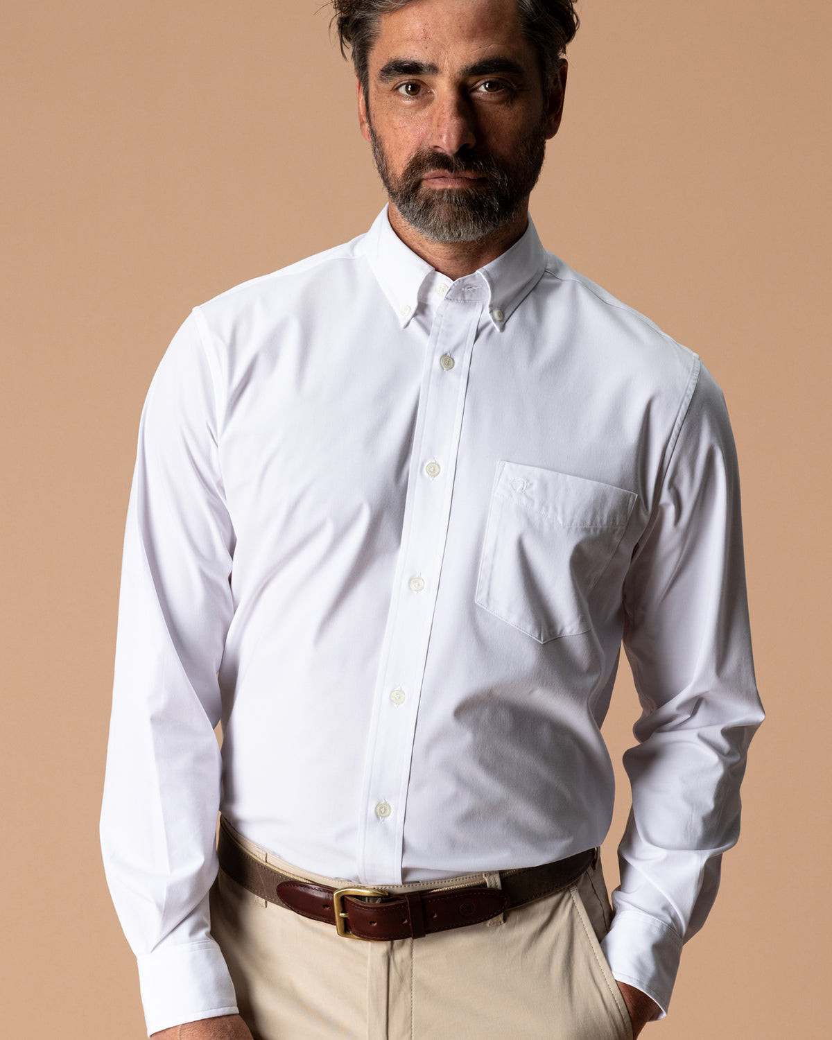 Performance Poplin Sport Shirt - Boyce Solid- White