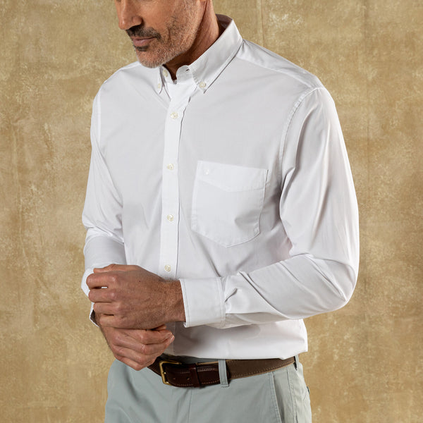 Performance Poplin Sport Shirt - Boyce Solid- White