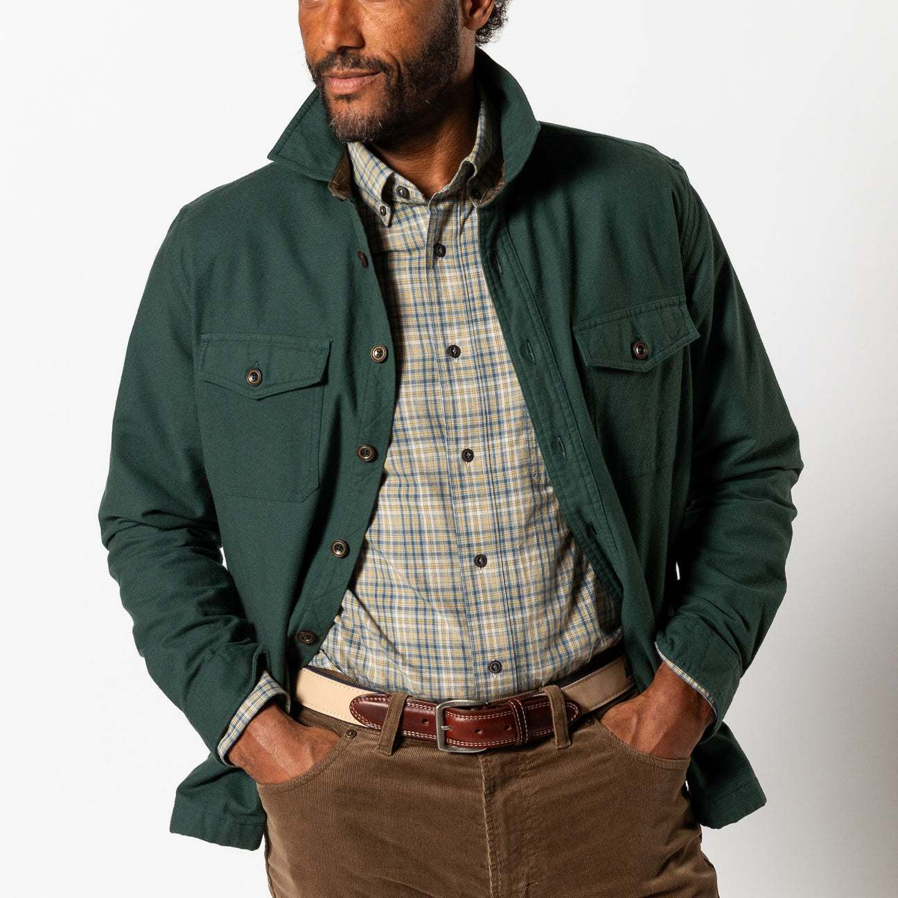 Slater Moleskin Overshirt - Spruce Green