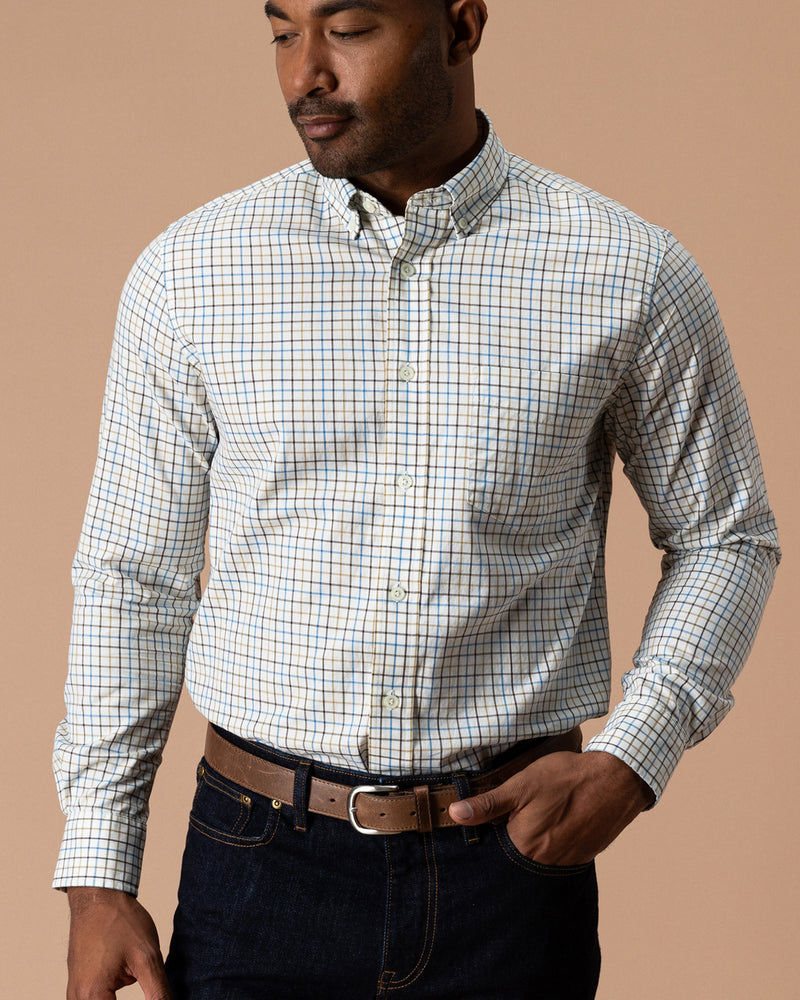 Cotton Twill Sport Shirt - Joyner Plaid - Wheatfield
