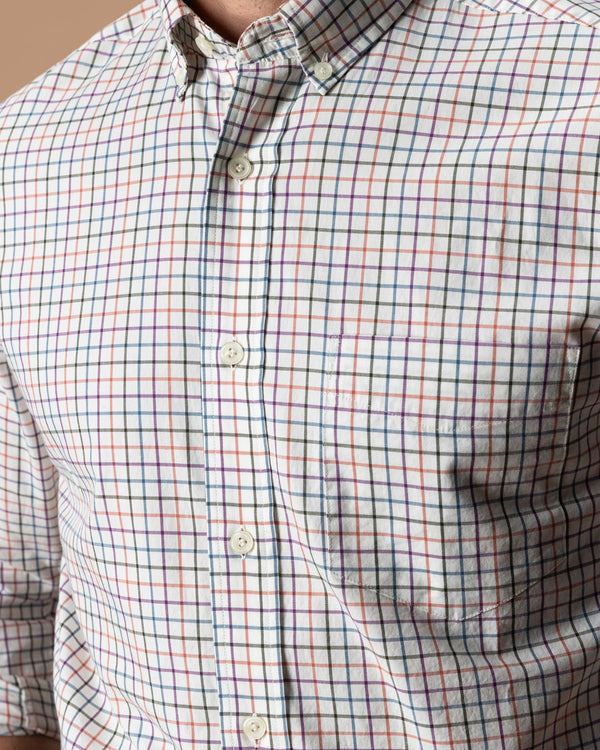 Cotton Twill Sport Shirt - Joyner Plaid - Weathered Rose