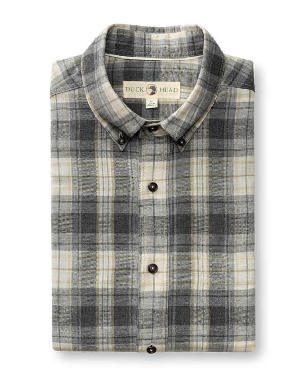 Cotton Flannel Sport Shirt - Rolland Plaid - Charcoal Heather