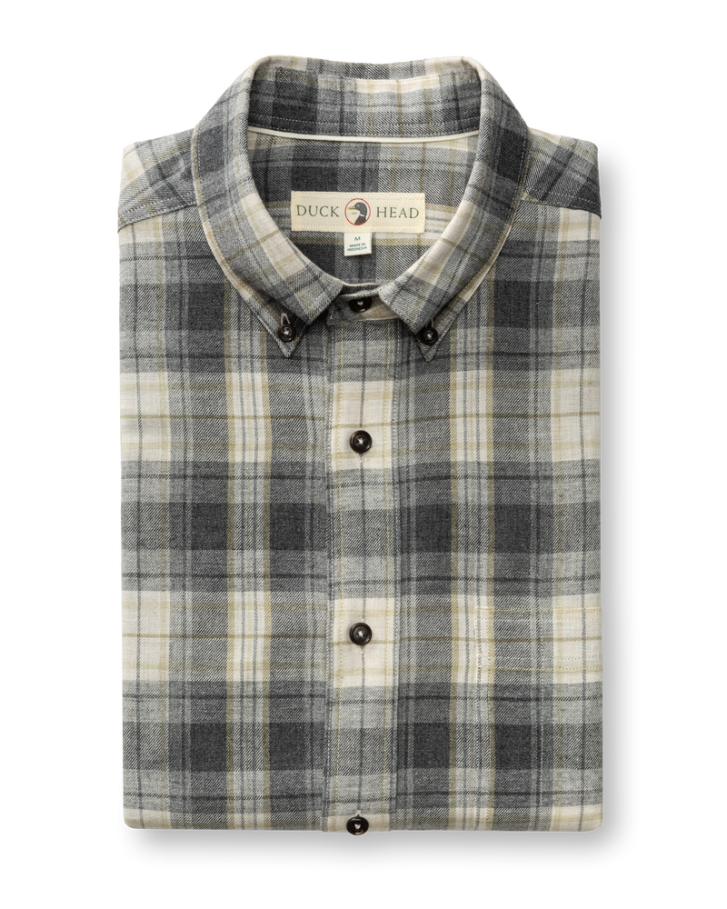 Cotton Flannel Sport Shirt - Rolland Plaid - Charcoal Heather