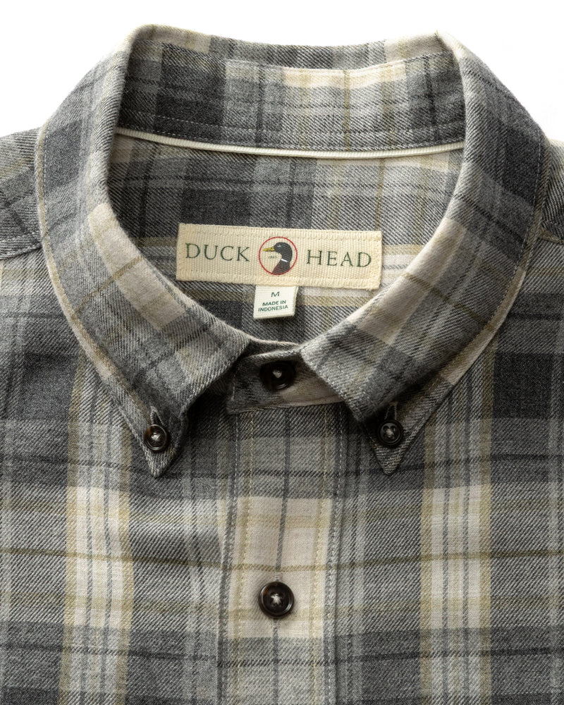 Cotton Flannel Sport Shirt - Rolland Plaid - Charcoal Heather