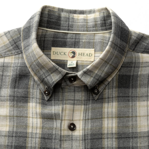 Cotton Flannel Sport Shirt - Rolland Plaid - Charcoal Heather