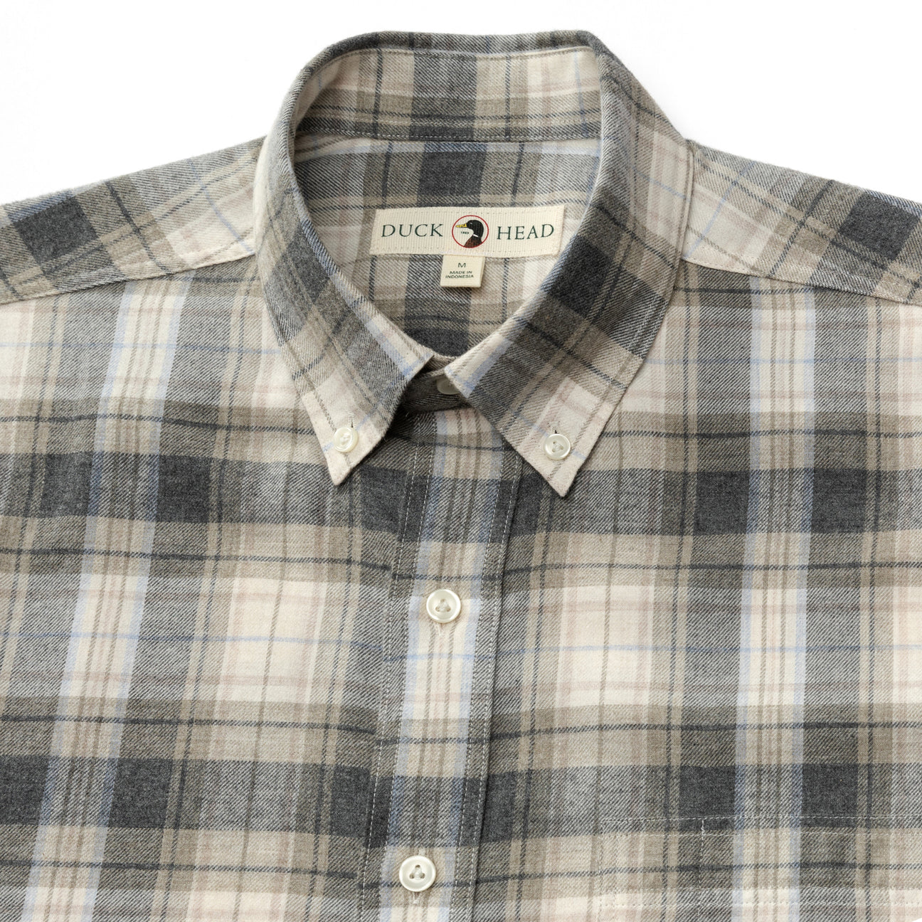 Cotton Flannel Sport Shirt - Rolland Plaid - Stone Heather