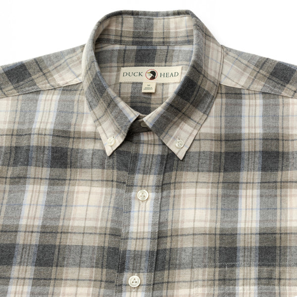 Cotton Flannel Sport Shirt - Rolland Plaid - Stone Heather