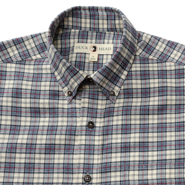 Cotton Flannel Sport Shirt - Werth Plaid - Stone Blue Heather
