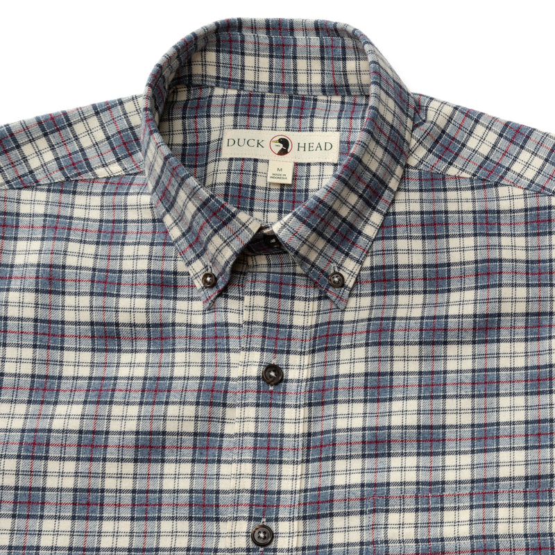 Cotton Flannel Sport Shirt - Werth Plaid - Stone Blue Heather