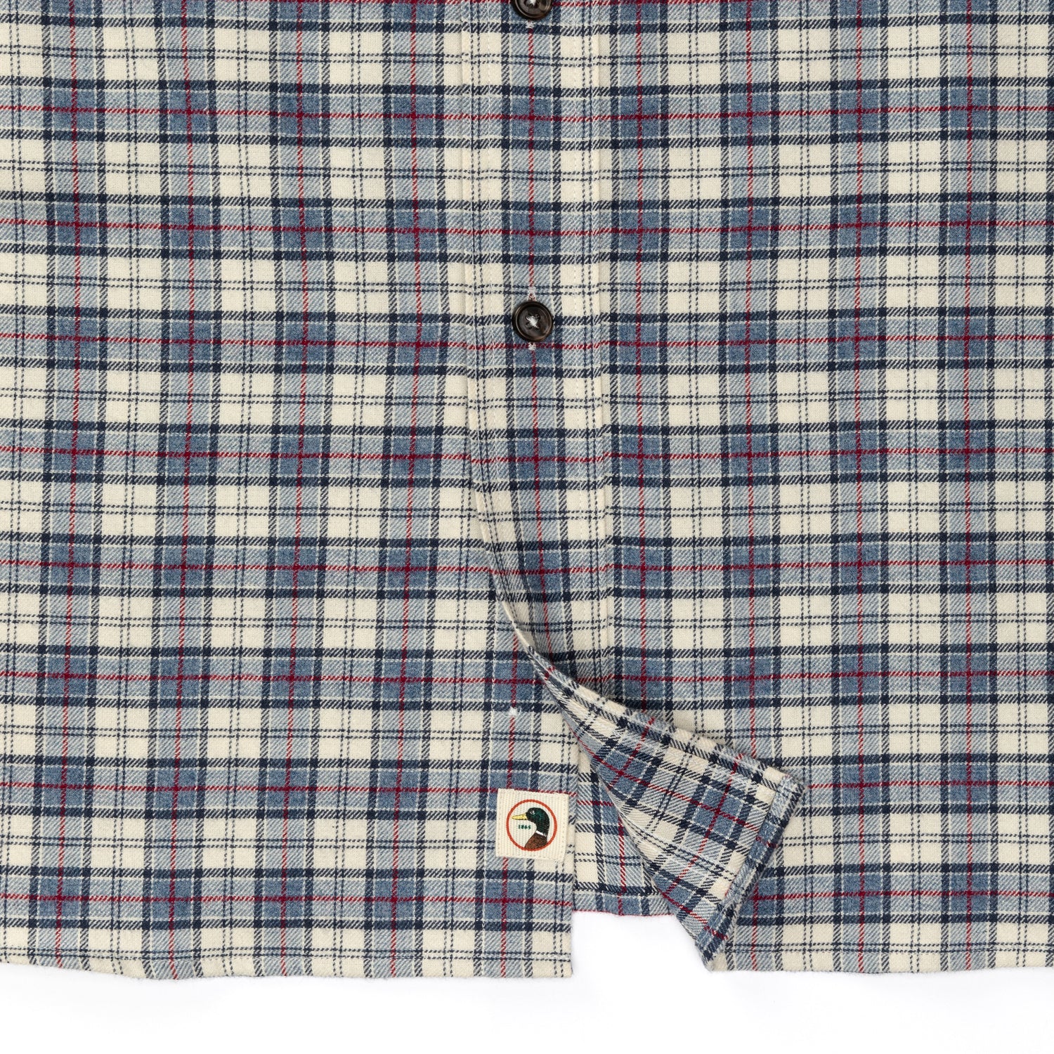 Cotton Flannel Sport Shirt - Werth Plaid - Stone Blue Heather