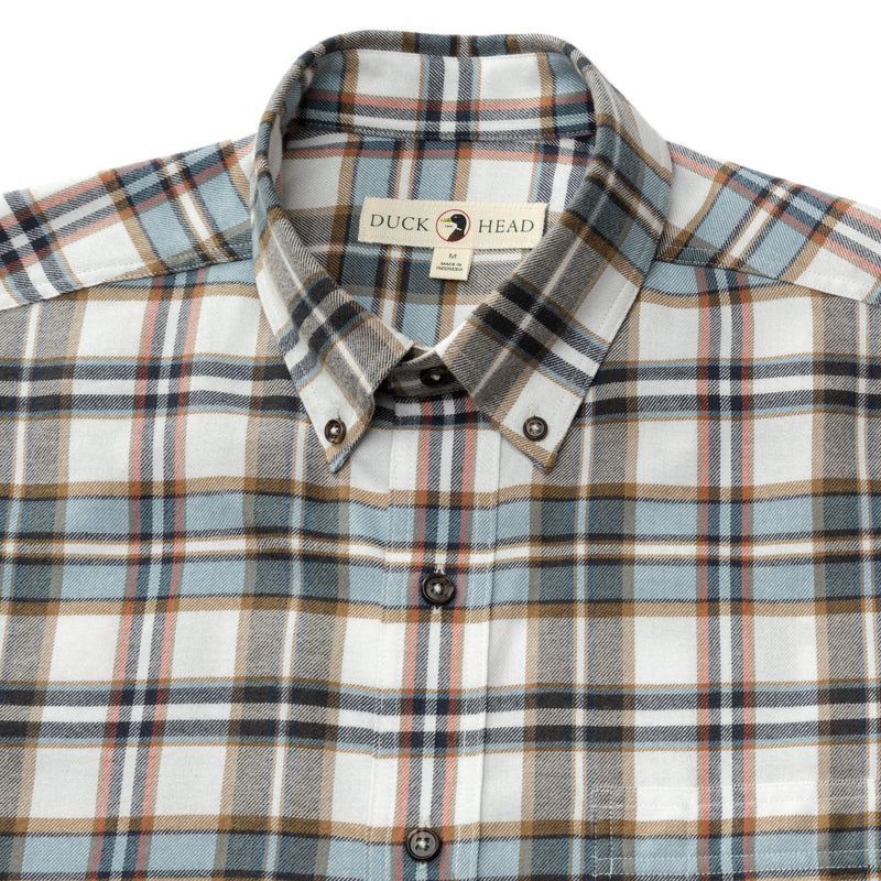 Cotton Flannel Sport Shirt - Russin Plaid - Soft White