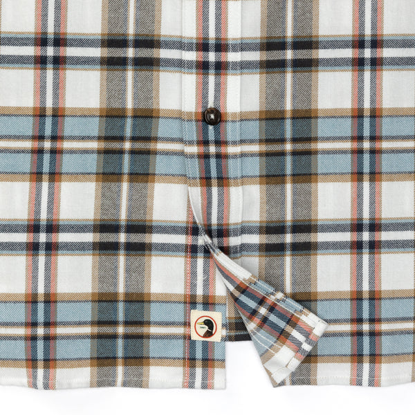 Cotton Flannel Sport Shirt - Russin Plaid - Soft White