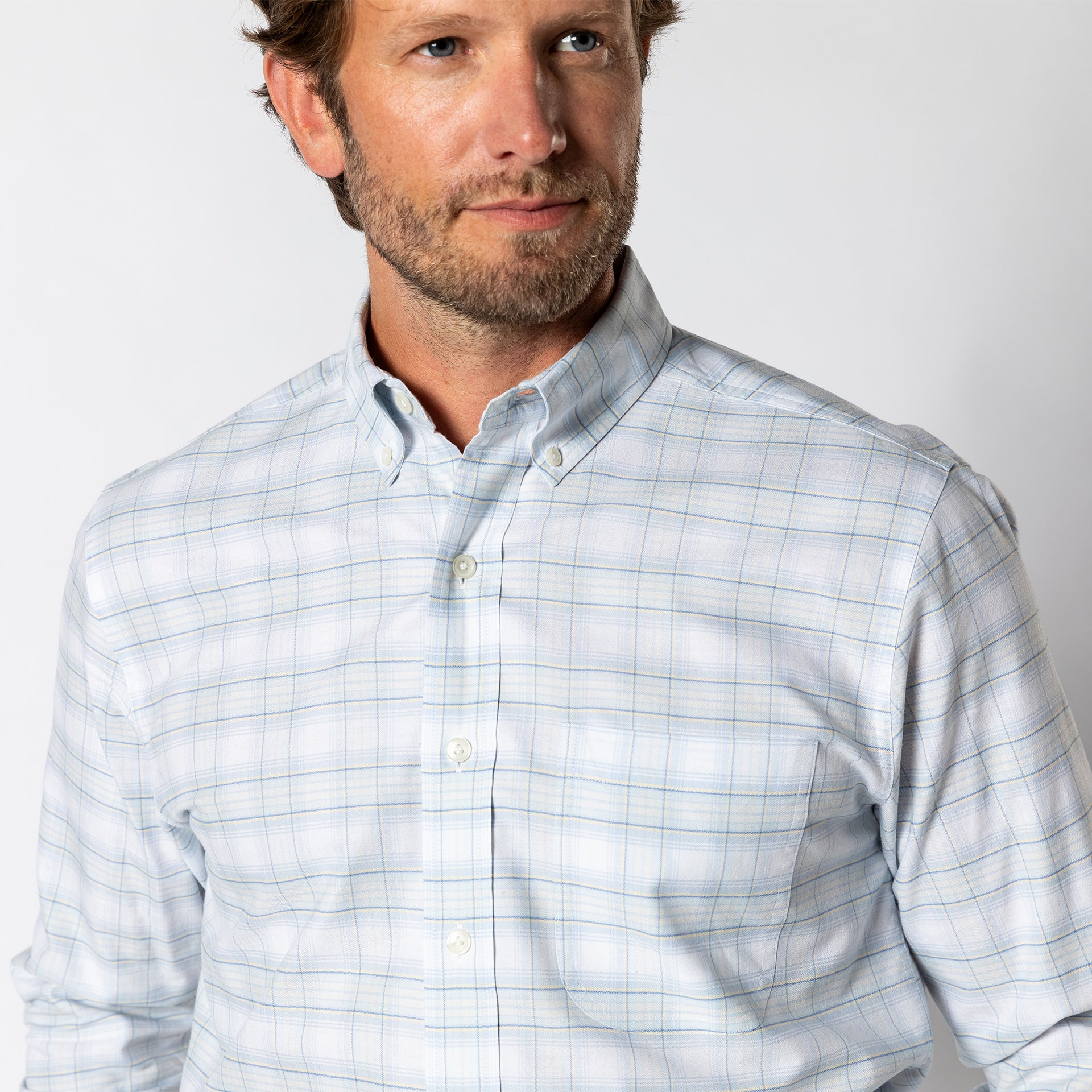 Cotton Oxford Sport Shirt - Raney Plaid