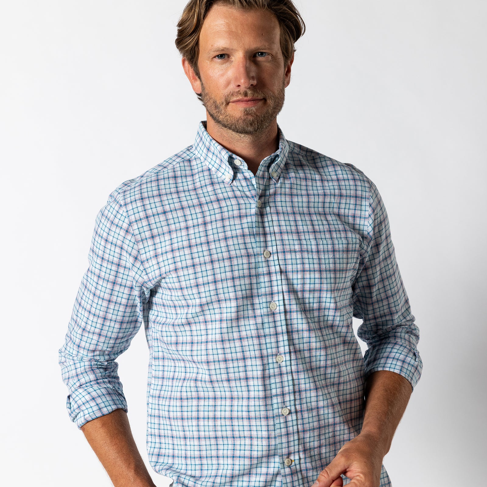 Linen Cotton Oxford Sport Shirt - Broome Plaid