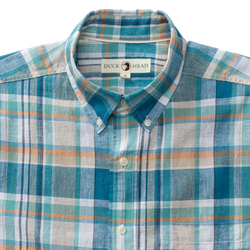 Linen Cotton Oxford Sport Shirt - Greenfield Plaid