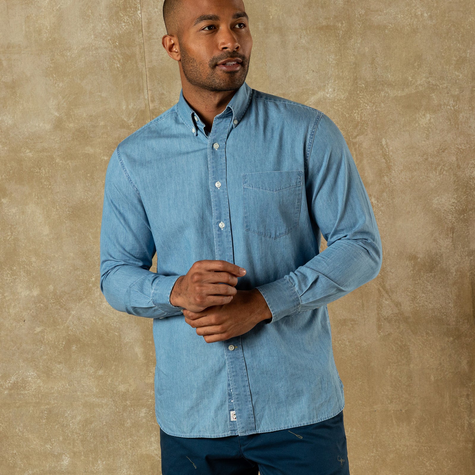 Denim Twill Sport Shirt - Dustin Solid - Denim
